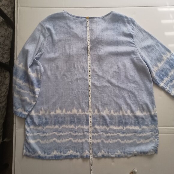 Cathy Daniels Plus Size V-Neck ¾ sleeve Tunic Top Lt Blue White Women’s Size XXL - Picture 10 of 12